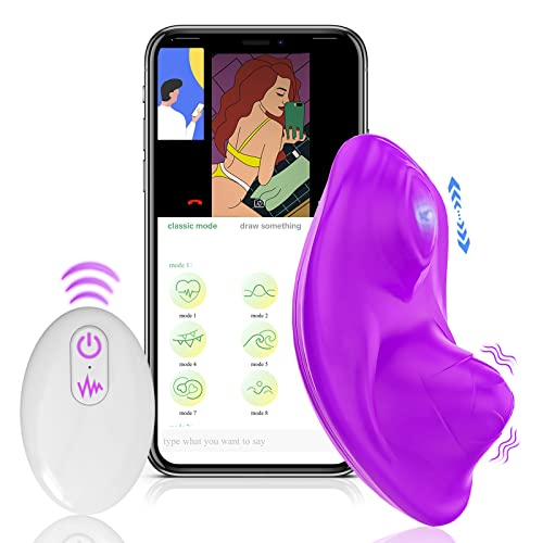 App Remote Control Vibrator for Panties, Wearable Panty Vibrator with Rolling Balls, 3 Slip & 9 Vibrations Butterfly Vibrator, Dual Motor Clitoral Stimulator Adult Toys for Women Couples Play, Purple