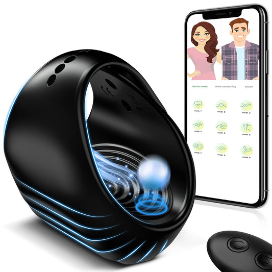 Male Masturbator Penis Ring Vibrator - App Remote Control Hands-Free Vibrating Cock Rings Sexual Endurance Prolonging Training Massager with 10 Modes, Glans Trainer Stimulator Adult Sex Toys for Men